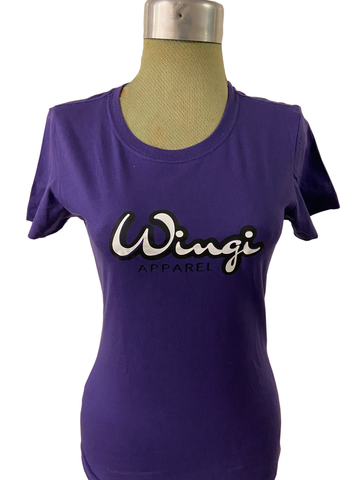 Wingi Purple-White-Black Form Fitting Female T-Shirt - Wingi Apparel